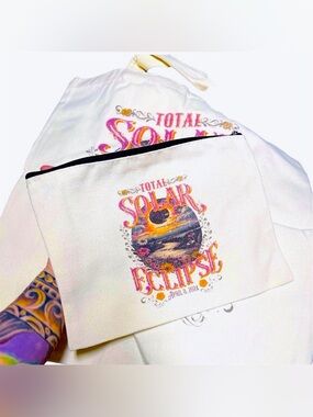 LAST SET! Solar Eclipse April 8, 2024 | Canvas Tote w Matching Pouch